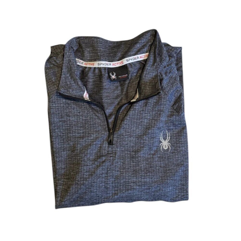 Spyder Active Men's Moisture Wicking 4-Way Stretch 1/4 Zip Pullover Gray Size L - Picture 3 of 9